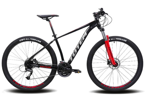 BICICLETA 29" TOTEM T8 TOURNEY 8V HIDRA 18" NEGRO/ROJO