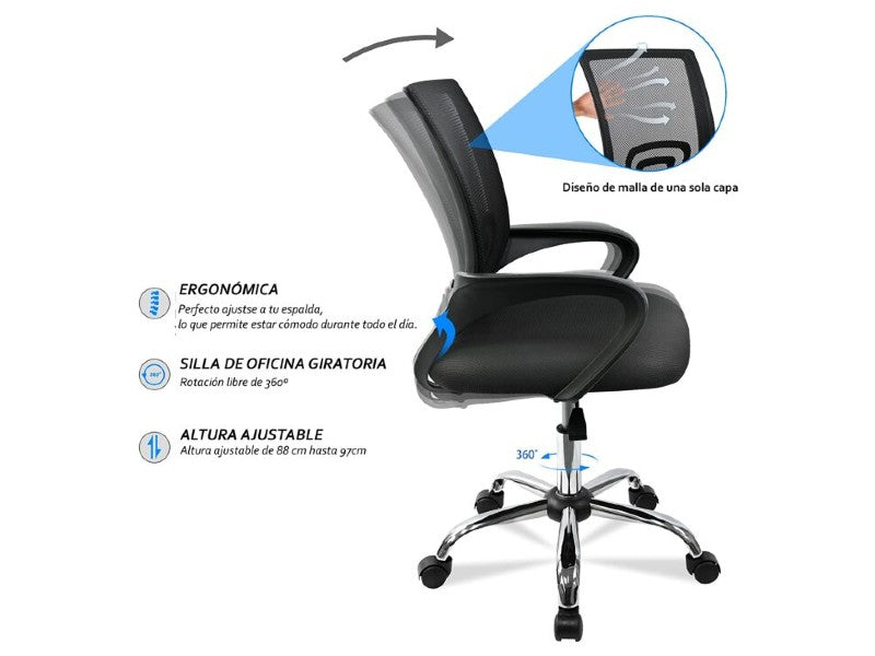 OPERATIONAL CHAIR BLACK MESH METAL BASE