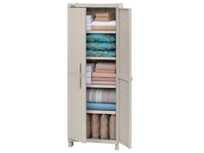 LARGE PANTRY-STYLE CABINET RIMAX RATTAN TAUPE