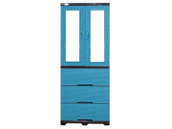 SANCHIA TITAN PLASTIC CABINET WITH 2 LIGHT BLUE MIRRORS