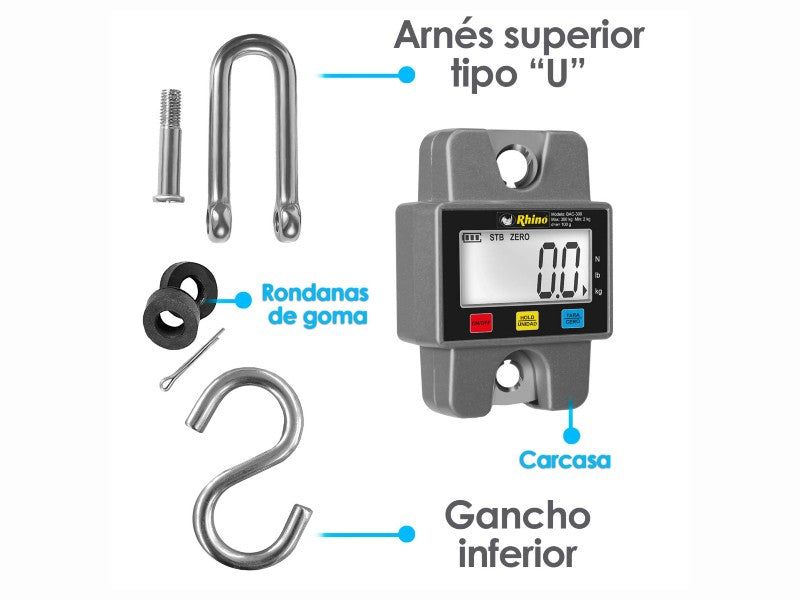 BASCULA COLGANTE RHINO BAC-300 300KG/100G