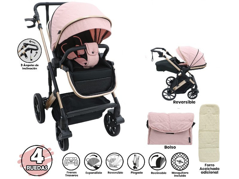 BABY CARRIAGE BEBESITOS ALASKA3 PINK