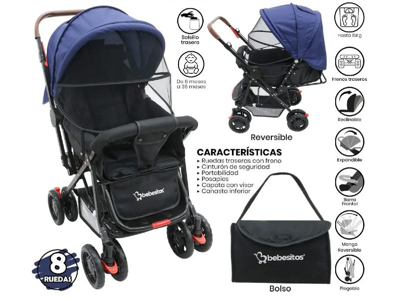 BABY STROLLER BEBESITOS BOSTON1 BLUE