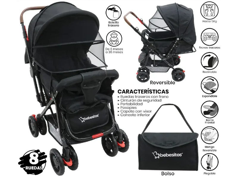 STROLLER P/BABY BEBESITOS BOSTON3 BLACK