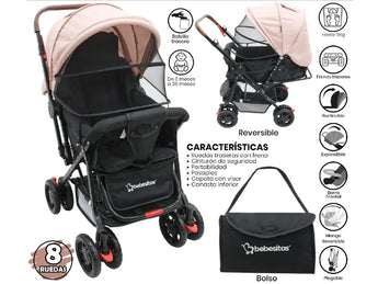 BABY STROLLER BEBESITOS BOSTON4 PINK