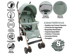 COCHE P/BEBE BEBESITOS KG107 VERDE