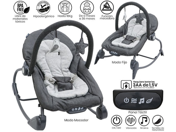 SILLA MECEDORA/VIBRADORA GRIS BEBESITOS ROC89
