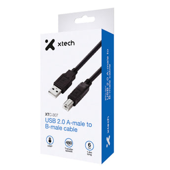 CABLE XTECH XTC-307 6FT USB 2.0 A-MALE TO B-MALE