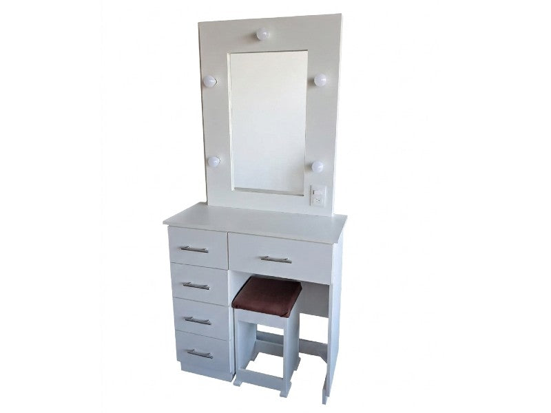 SMALL WHITE DRESSER WITH LIGHT AND BENCH 1406