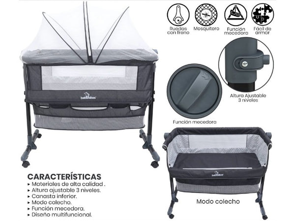CUNA PARA BEBE BEBESITOS GRIS/NEGRO KG400