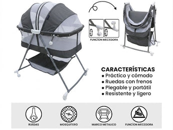 BEBESITOS RD3 Grey Baby Crib