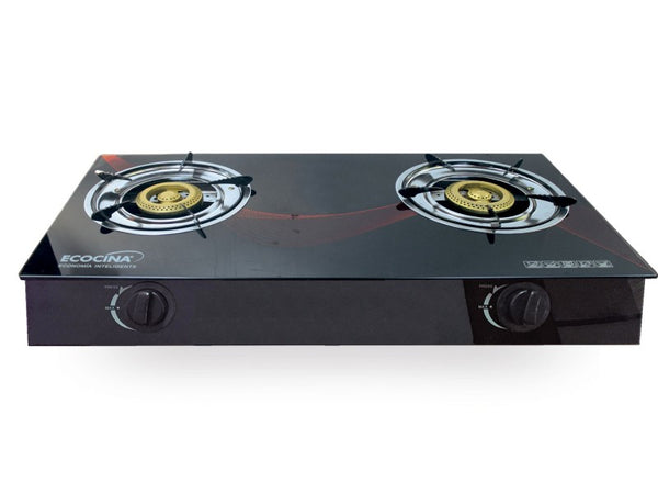 COCINA ECOCINA QH-A2V 2Q ACERO INOX Y VIDRIO