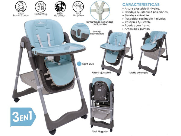 SILLA P/COMER BEBESITOS EML1065 CELESTE