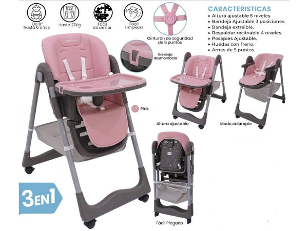 SILLA P/COMER BEBESITOS EML1065 ROSA