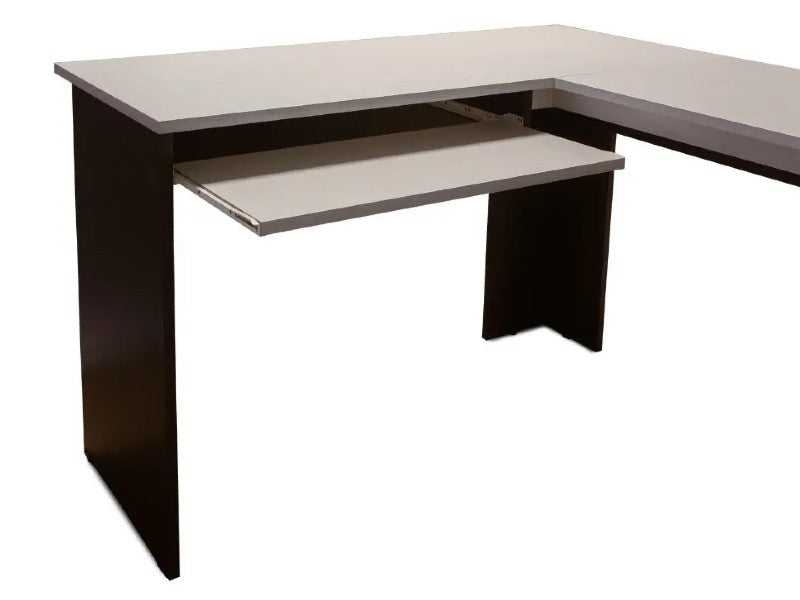ATTICUS L-SHAPED DESK CHOCOLATE W/LIGHT TOP