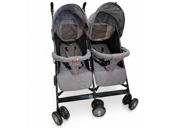 COCHE P/BEBE P/GEMELOS GRIS WONDER BABY JB212