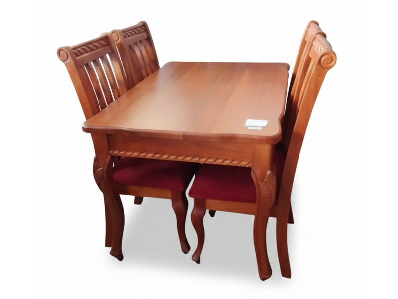 JUEGO COMEDOR 4 SILLAS CEDRO TALLADO A MANO