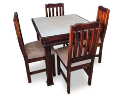 JUEGO COMEDOR 4 SILLAS RUSTICO CON PORCELANATO