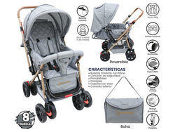 COCHE P/BEBE BEBESITOS KATIA3 GRIS