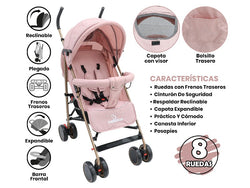 COCHE P/BEBE BEBESITOS KG101 ROSADO