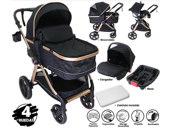 COCHE P/BEBE BEBESITOS MILAN-702CB NEGRO/BEIGE