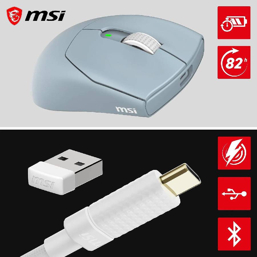 MOUSE GAMING RGB WIRELES MSI FORGE GM340 W SKY 2.4GHZ