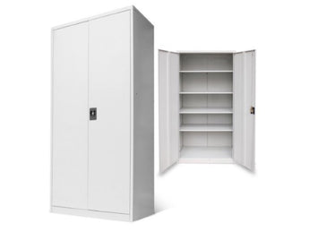 BEIGE 2-DOOR METAL CABINET OM-9075