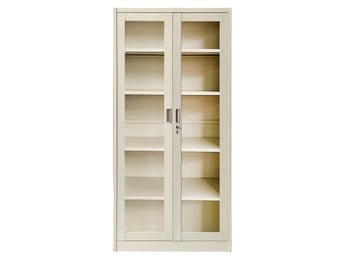 2-DOOR BEIGE WARDROBE WITH GLASS OM-9077