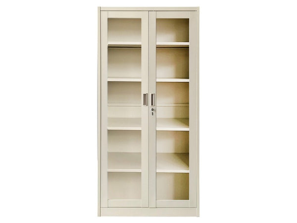 ARMARIO 2 PUERTAS BEGE CON VIDRIO OM-9077