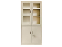ARMARIO 4 PUERTAS METAL/VIDRIO BEIGE OM-9079