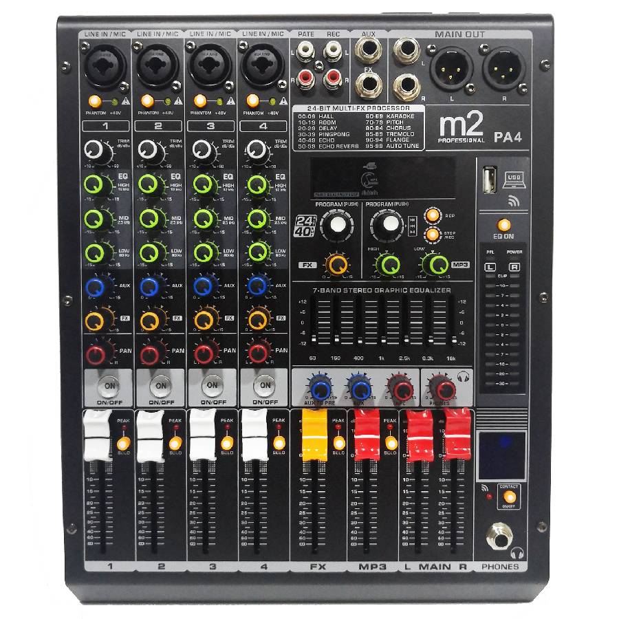 MIXER ANALOGO 4 CANALES AMARILLA PA-4