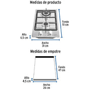 COCINA GAS FOSET PAE-302GA 2Q ACERO INOX.