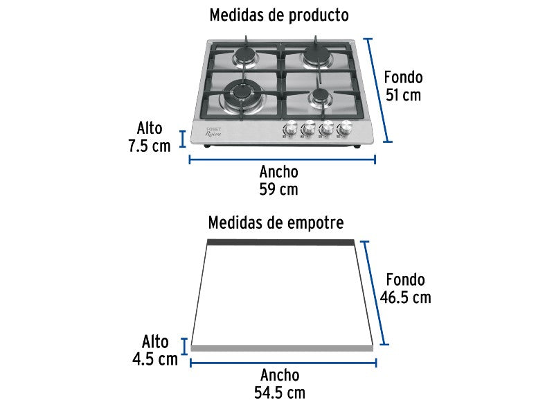 FOSET 4-Burner Gas Cooktop PAE-604GA Stainless Steel