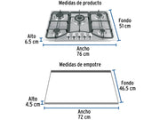 GAS HOB FOSET PAE-755GA 5 BURNER STAINLESS STEEL