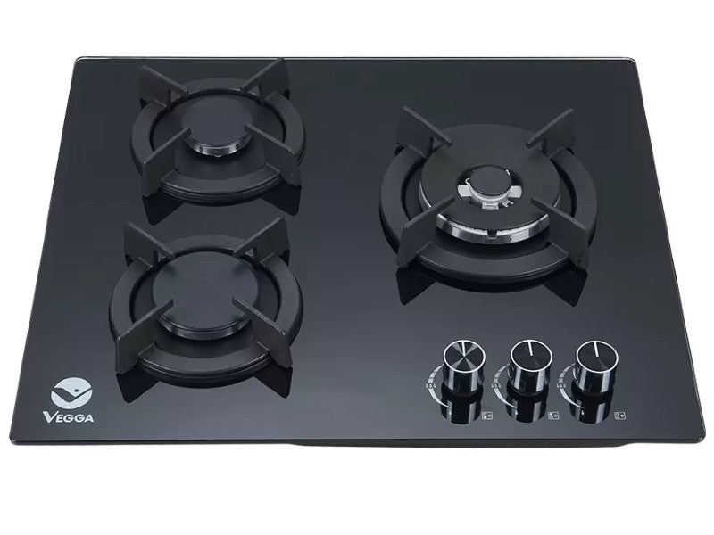 VEGGA PGV-3QE BUILT-IN 3-BURNER GLASS GAS HOB
