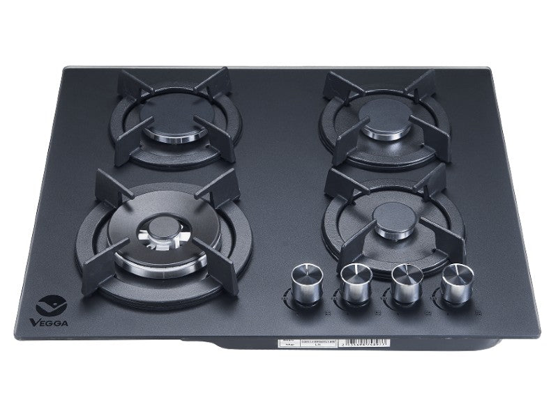 VEGGA PGV4QE 4-BURNER MATTE GLASS GAS HOB.