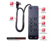 SURGE PROTECTOR 7 OUTLETS G.E. 37054 BLACK 2USB