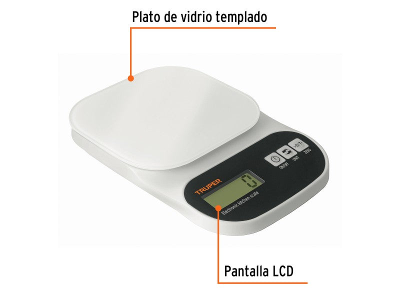 DIGITAL SCALE 5KG TRUPER GLASS PLATFORM