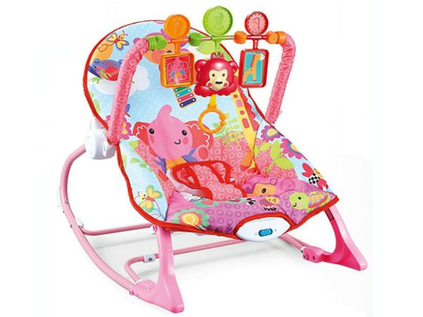 SILLA MECEDORA VIBRADORA MUSICAL OSO ROSA AL44949