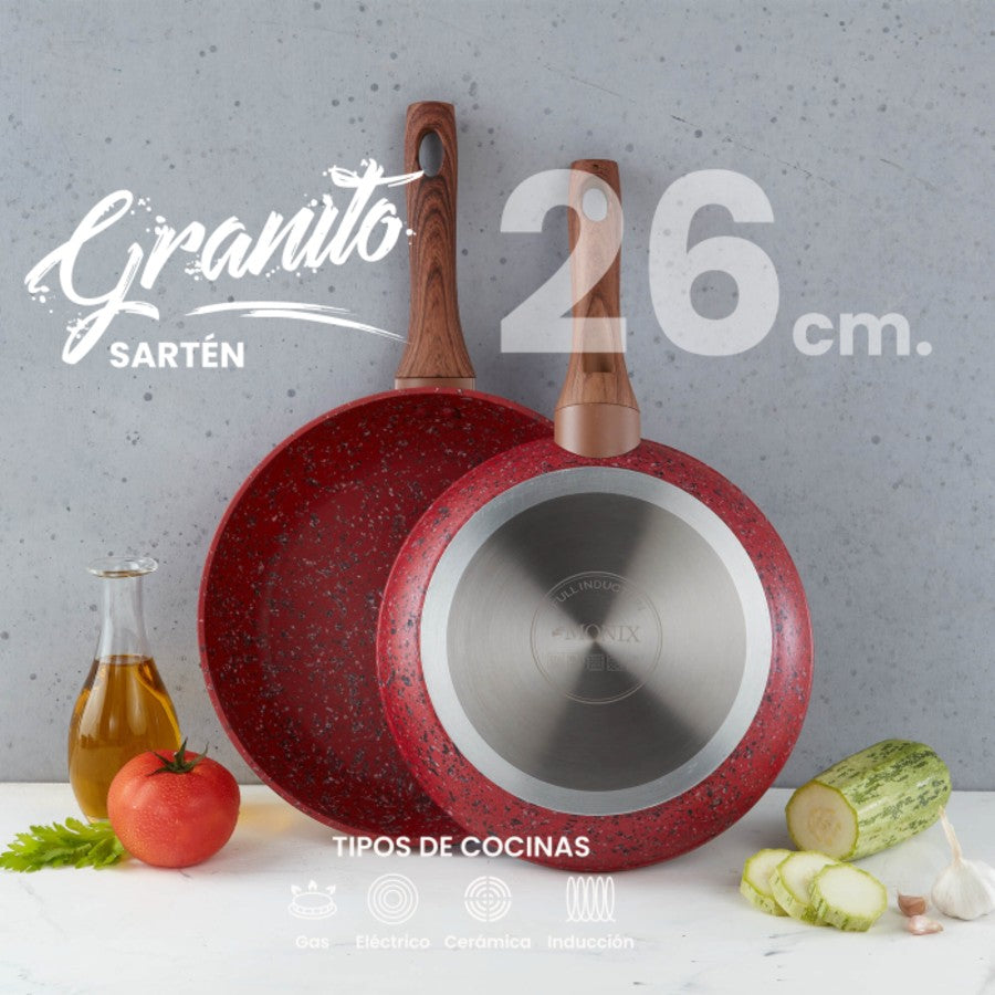 SARTEN MONIX GRANITO ROJO 26CM