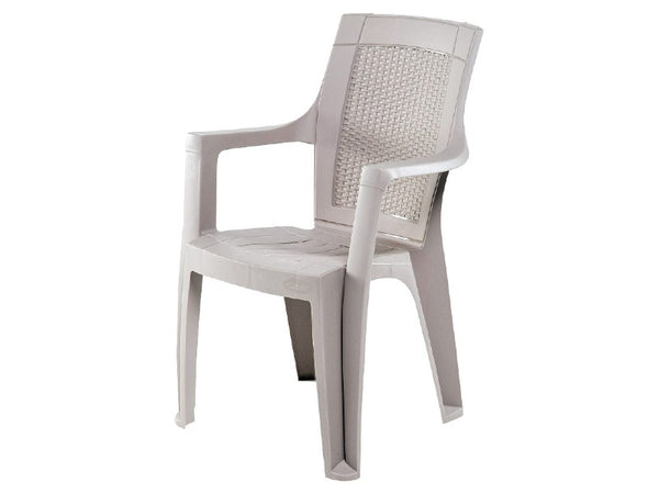 SILLA PLASTICA SANCHIA ETERNA RATAN C/BRAZO BEIGE