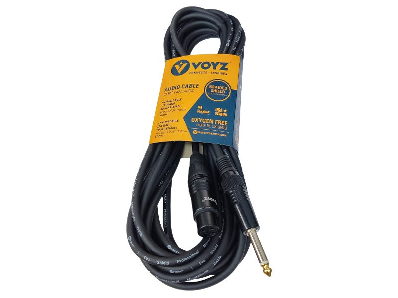 EXT.MICROPHONE PLUG 1/4 MONO TO CANNON JACK VZ-M17D 20FT