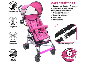 BABY STROLLER BEBESITOS W-500-101 PINK