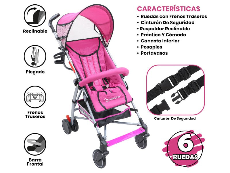 BABY STROLLER BEBESITOS W-500-101 PINK