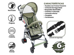 COCHE P/BEBE BEBESITOS W500105 VERDE