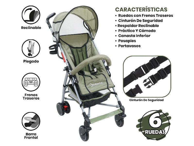 BABY STROLLER BEBESITOS W500105 GREEN