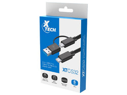 CABLE XTECH XTC-532 2-IN-1 USB-CM TO USB-C USB-A 2.0