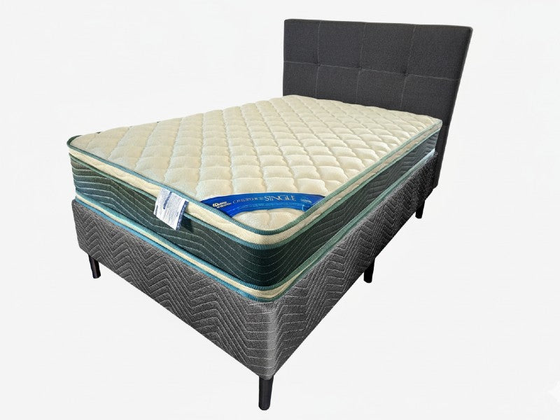 SINGLE MATTRESS + QUEEN BASE AND HEADBOARD