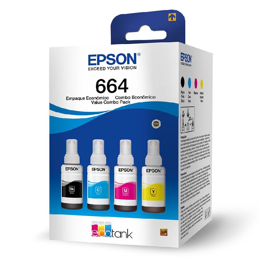 TINTA EPSON BOTELLAS T664 PACK 4 COLORES