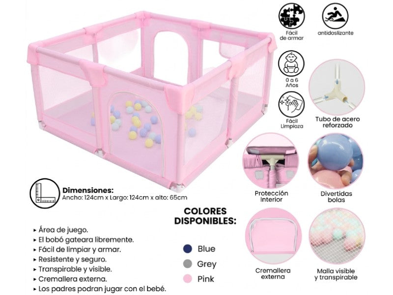 NOOR EML1135 PINK PLAYPEN FOR BABY